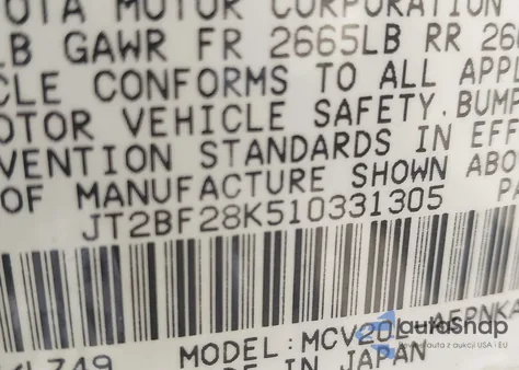 2001 Toyota Camry Le V6 из США, поврежденный, VIN JT2BF28K510331305